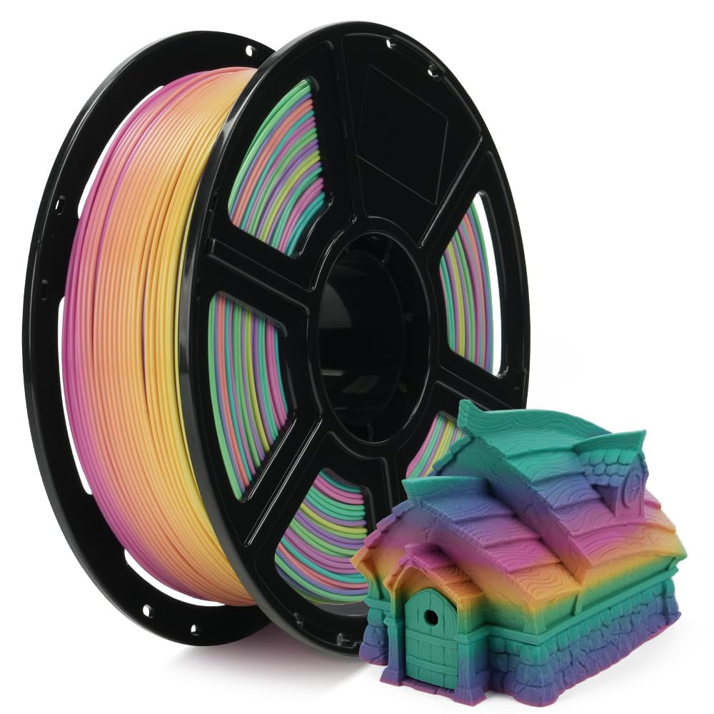 FLASHFORGE Rapid PLA Gradient Filament 1.75mm Rainbow Candy, Transform Colors Smoothly & Fast, High Flow Speedy 3D Printer Filam
