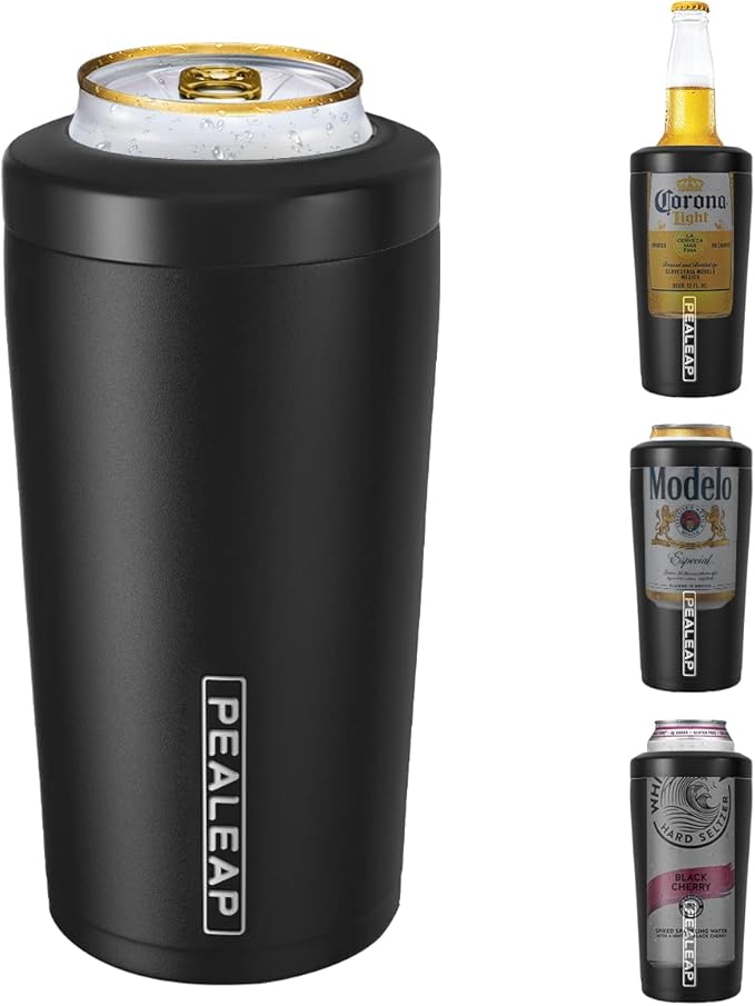 4 in 1 Insulated Slim Can Cooler for 12 OZ Cans and Beer Bottle - Keep 8 Hours Cold, Easy to Hold - Stainless Steel Can Ho...