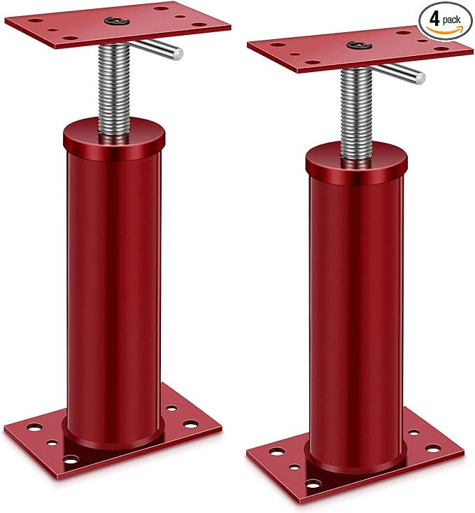 Yaocom 4 Pcs House Jacks for Leveling, Adjustable Jack Post 12"-16" Basement Floor Jack, Supports Stabilizer Screw Jacks for House Foundation, Stairs, Porches, Roof Beams, Load Capacity 11023 Lbs