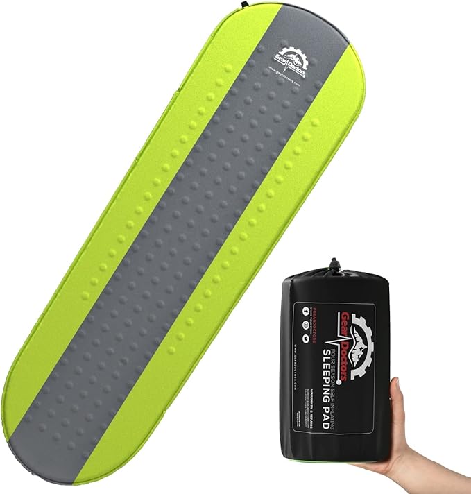 Gear Doctors Oxylus 4.3R-Value Insulated Foam Self Inflating Sleeping Pad Camping—Sleeping Pad Backpacking Air Mattress—Ca...