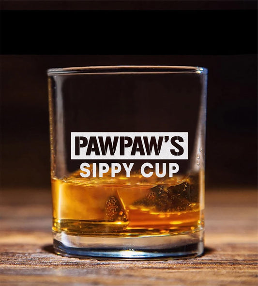 AcevedoDesign Pawpaw's Sippy Cup Engraved Whiskey Glass - Pawpaw Whiskey Glass - Father's Day Gift - Pawpaw Sippy Cup - Pregnancy Announcement Gift - Birthday Gift - New Grandparents Gift