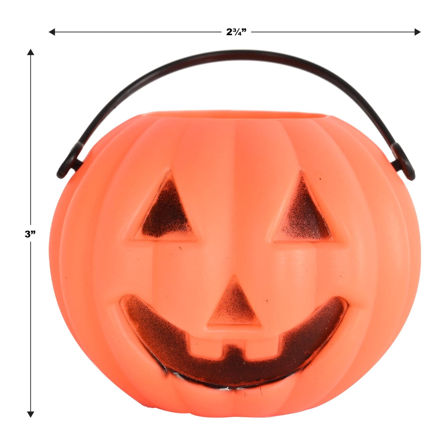 Beistle 12 Piece 3" x 2.75" Plastic Miniature Jack-O-Lantern Buckets, Pumpkin Decorations for Halloween Party Supplies