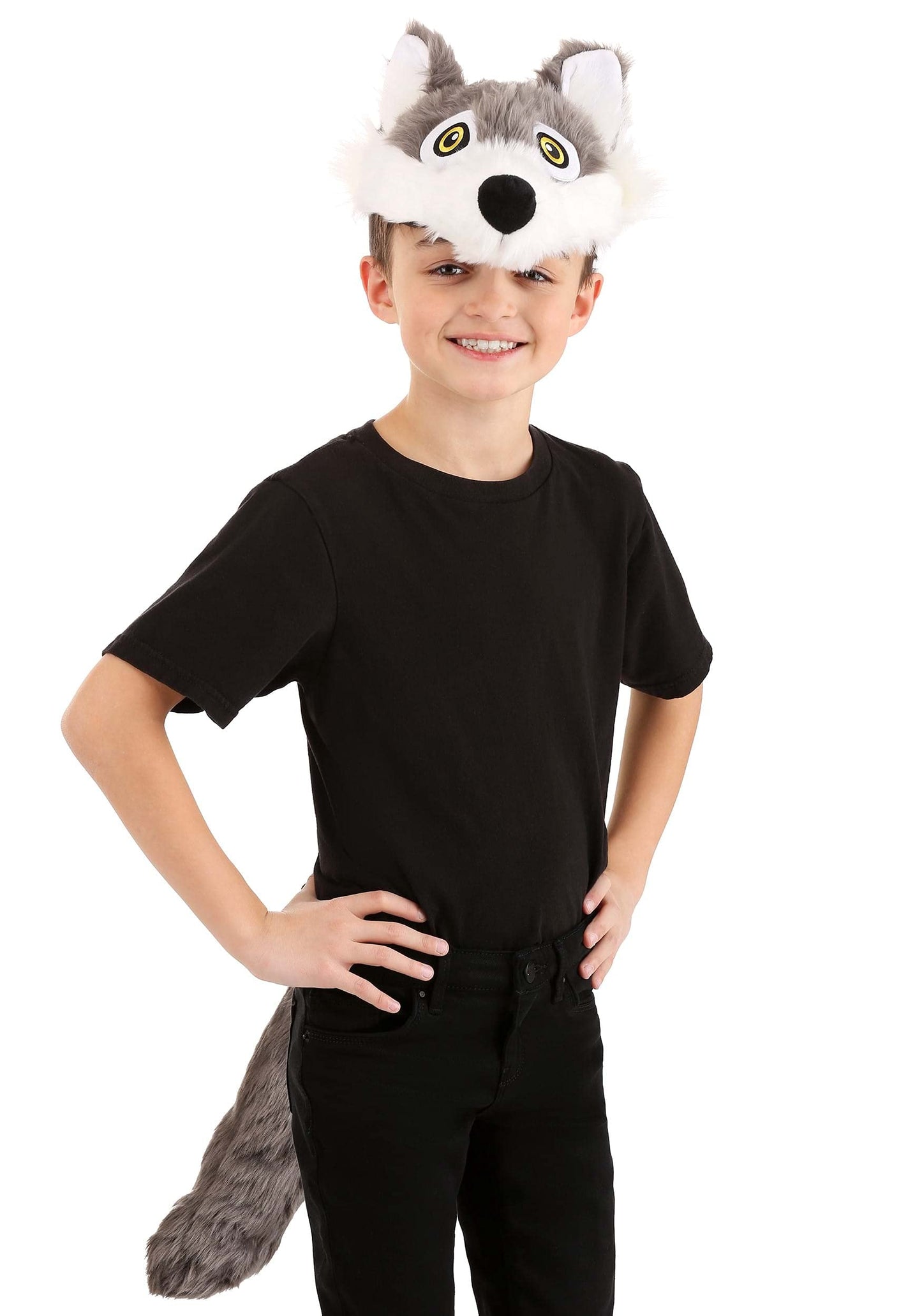 elope Soft Wolf Headband & Tail - Velour Fabric with Faux Fur, Sculpted Ears and Muzzle,