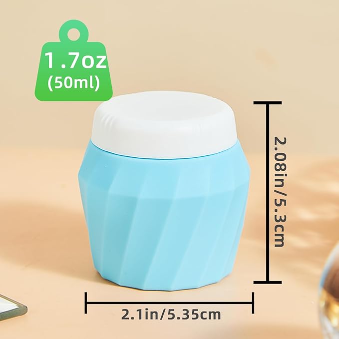 Travel Containers for Toiletries, Premium Silicone Cosmetic Cream Jars, TSA Approved Leak-Proof Refillable Travel Size Toiletries with Clear Bag for Cosmetic Face Body Cream (Vibrant, 1.7OZ)