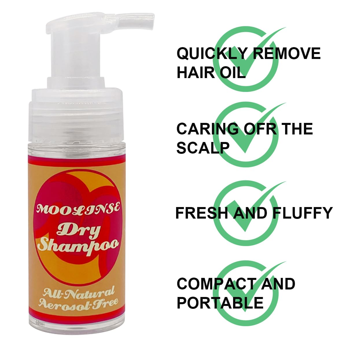 Non-Aerosol Dry Shampoo Powder Spray for Women of All Hair Types, Waterless, Absorb Excess Hair Oil, Instantly Fresh Strengtheni