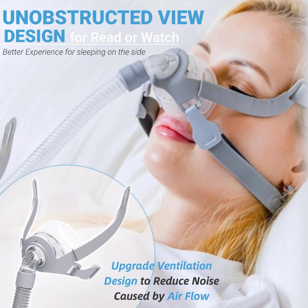 CPAP Mask, Universal CPAP Nasal Sleep Mask Reusable CPAP Supplies, Upgrade Silicone Soft Perfect Sealing CPAP Face Nose Masks with Headgear, Elbow/Swivel, Cushion