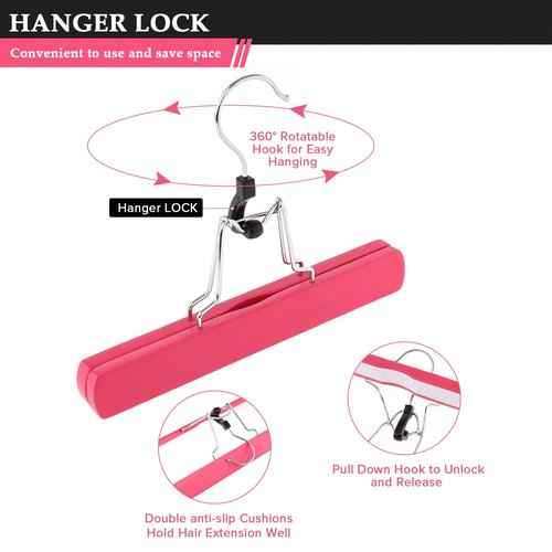 20pcs Hair Extensions Hanger Bags with Wooden Hanger Dust proof Wig Storage Bag Portable Hair Extension Storage Bag Strong Holder Wigs Carrier Bags With Zipper (Black+Pink)
