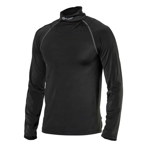 Shock Doctor Compression Shirt with Neckguard for Hockey. Long Sleeves with Integrated Neck Guard. for Adult Men Black/Grey