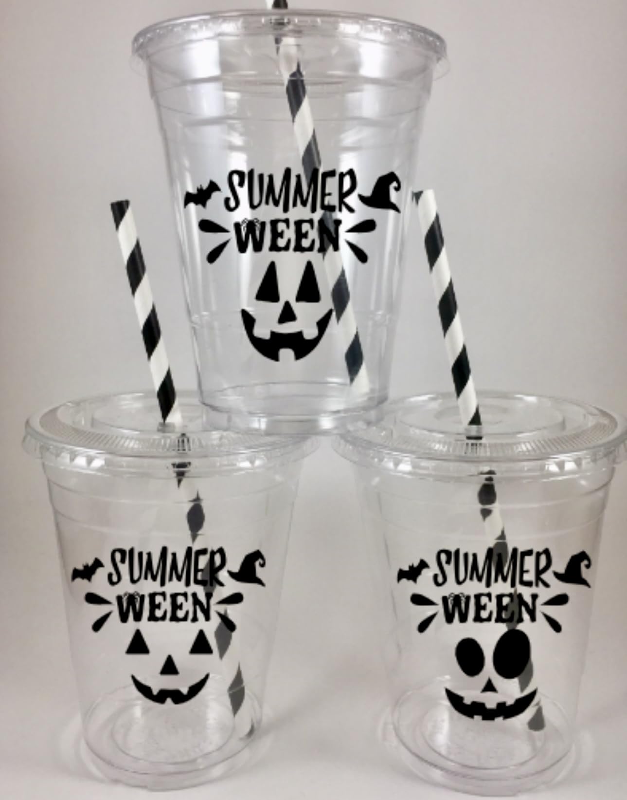Summerween Halloween Pumpkin Face Jack O Lantern Cups Set of 12 Disposables Jackolantern Summer ween