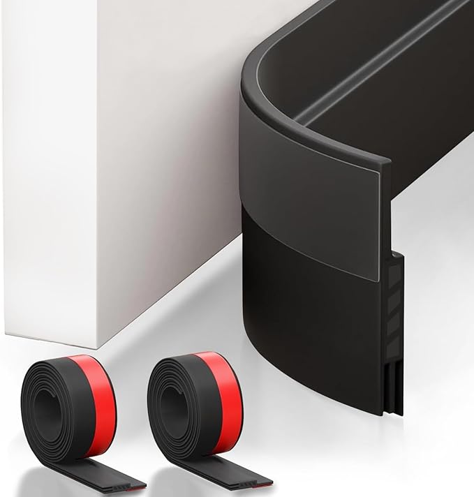 Suptikes 2 Pack Door Draft Stopper，Door Sweep for Exterior & Interior Doors,Door Bottom Seal Dust and Noise Insulation Weather Stripping Draft Guard Insulator, 1.8" W x 37" L,Black