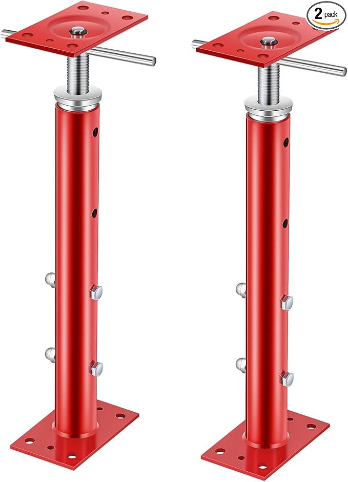 Yaocom 2 Pcs Adjustable Jack Post, 19"-36" Height Range, Basement Floor House Screw Jacks for Lifting Joist Beam Brace for Cellar Ceiling, Center Point Load Capacity 11023 Lbs, Red