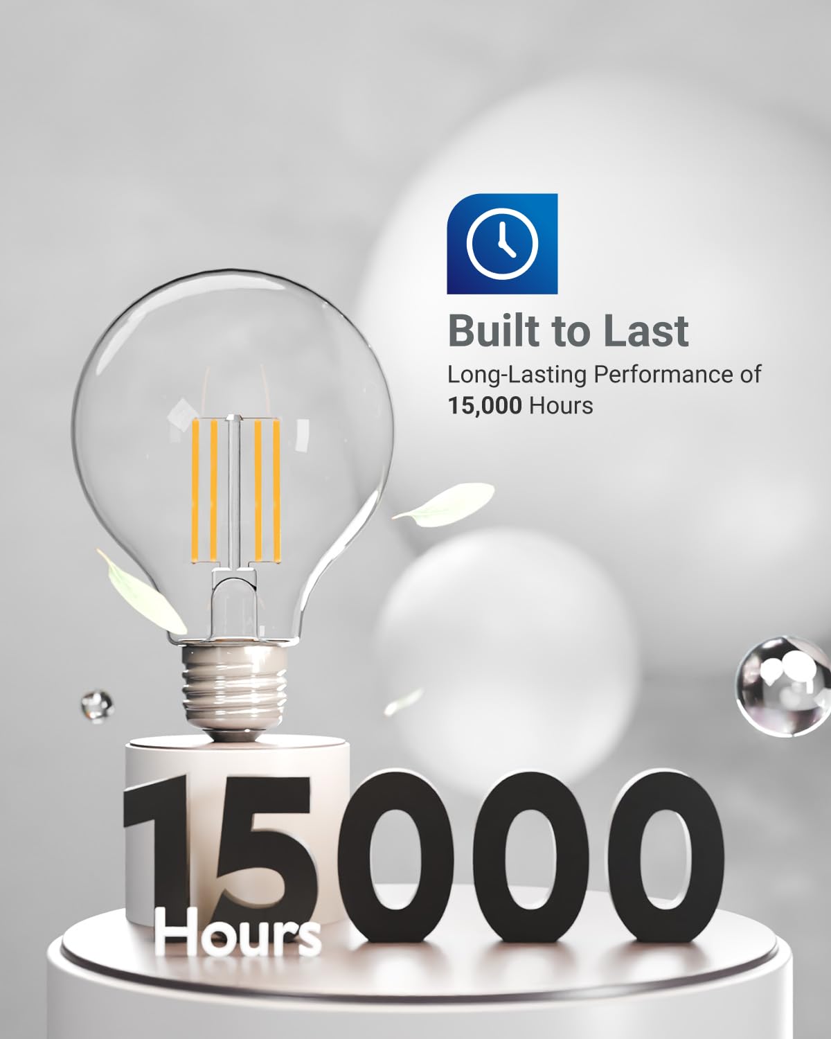 Sunco 10 Pack G25 LED Light Bulbs, Filament Edison Globe, Vanity Lighting Bulb for Bathroom Bedroom, 500 LM, 5W (60W Equivalent), 4000K Cool White, Dimmable, E26 Base, Clear UL.