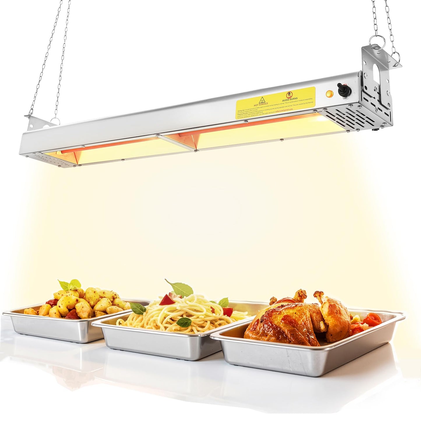 Hiteemer 36-Inch Food Heat Lamp - 1000W Commercial Food Warmer Lamp Overhead Stainless Steel Catering Heat Lamps Electric Strip Heater for Restaurant Buffet Parties Kitchen, Silver 115V
