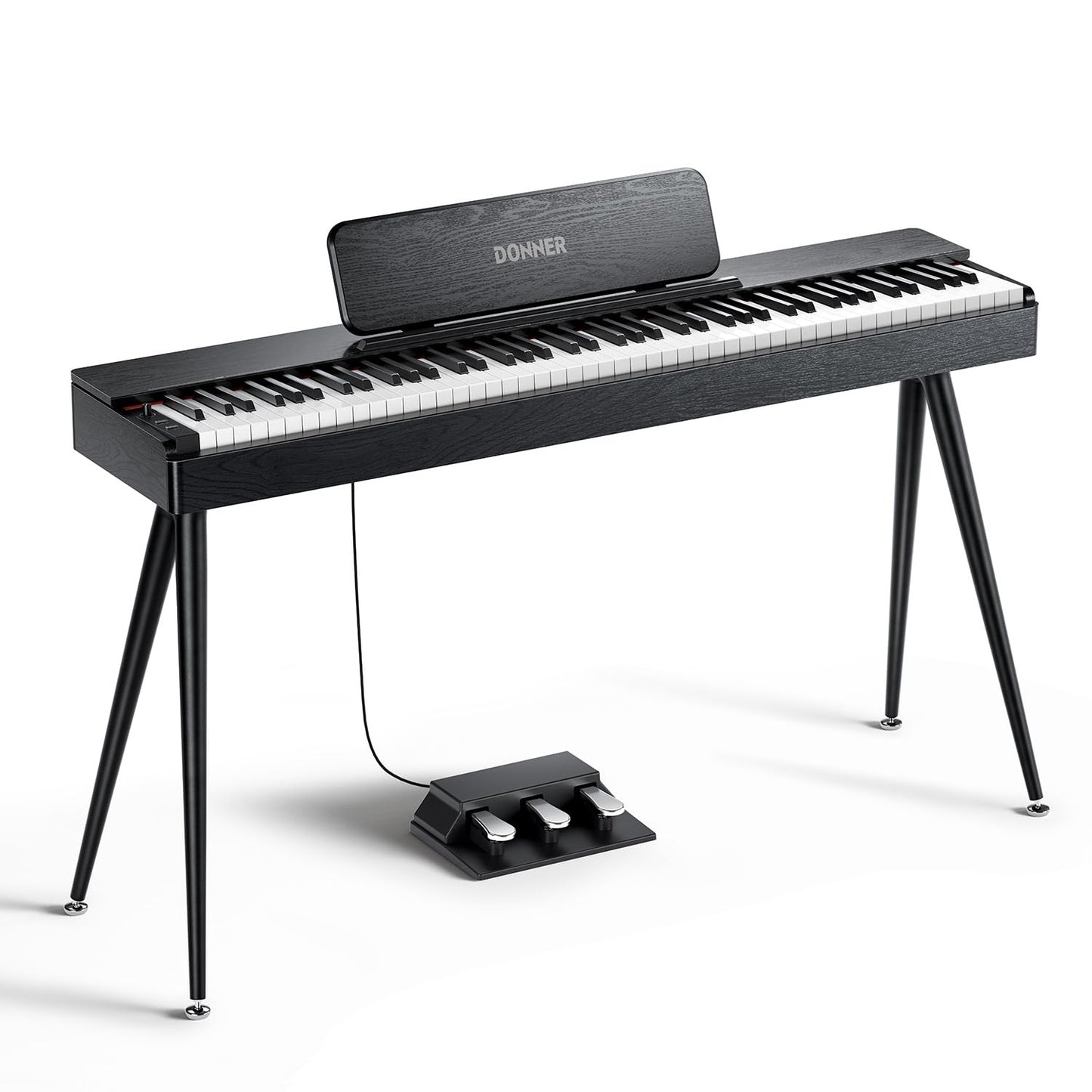 Donner OURA S100 Digital Piano with 88 Key Graded Hammer Weighted Keyboard for Beginner, Full Size Electric Piano Keyboard with Bluetooth, 3 Original Demos, LOCAL OFF, 2×10 W, Piano Three Pedal, Black