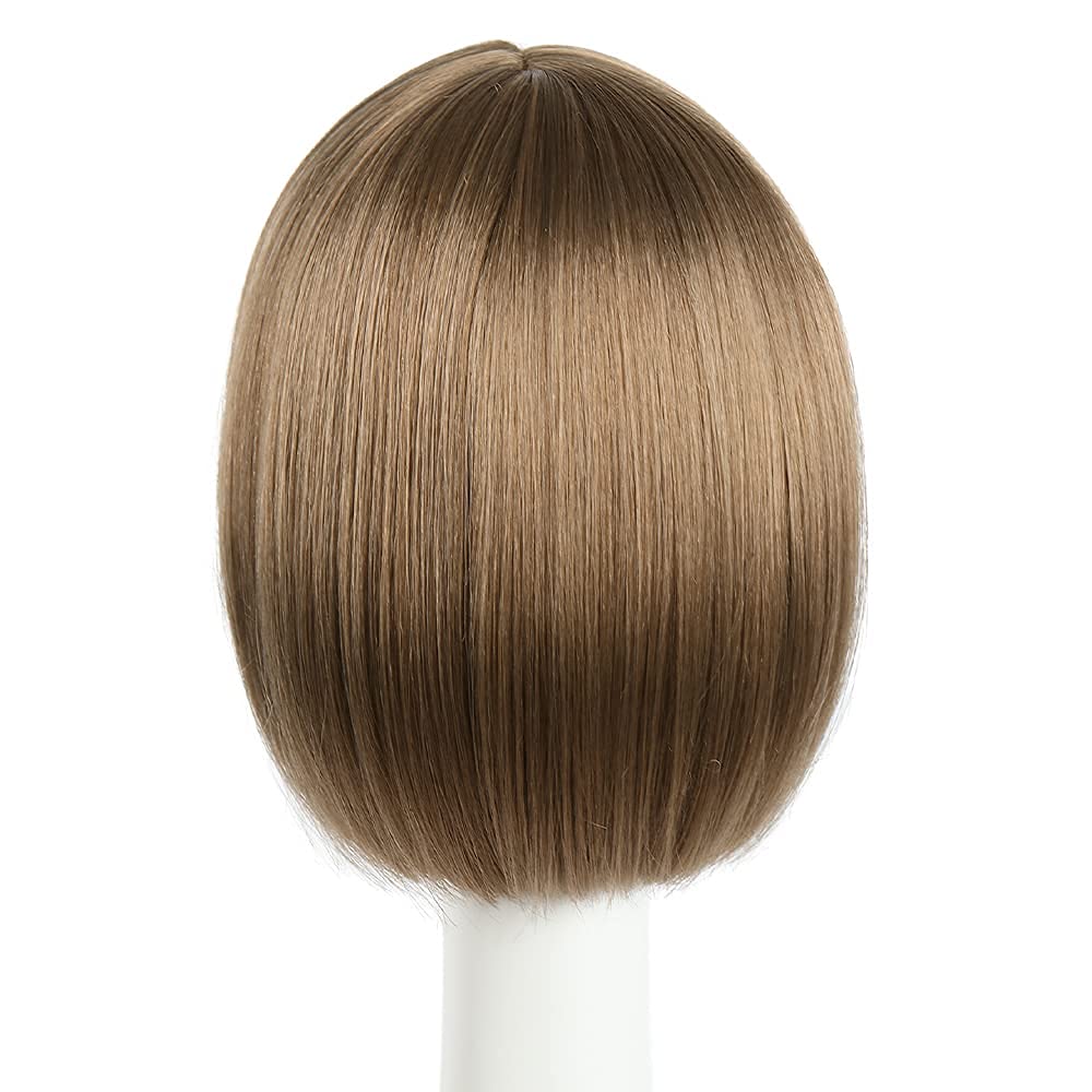 HSPCYGG Bob Wigs Short Daily Brown Wig with Bangs 10 Straight Synthetic Halloween Costume Cosplay Wigs for Women