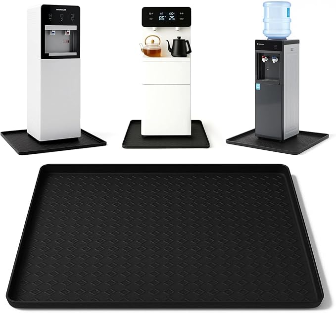 HOSASSPER Water Cooler Mat, Water Dispenser Mat, 22"x19" Non-Slip Silicone Waterproof Floor Protector for Under Water Cool...