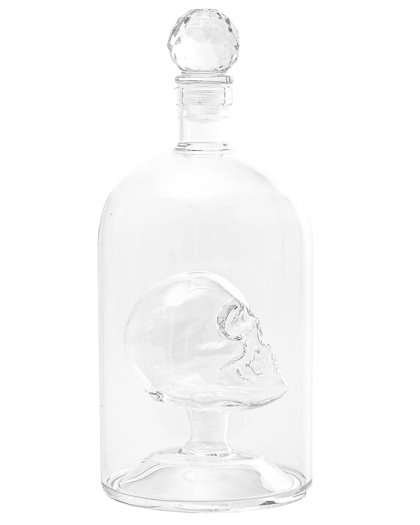 Kobi & Knight Premium Skull Decanter - Handmade Skull Whiskey Decanter with Airtight Stopper - Borosilicate Glass Skull Decanter - Thick Vodka, Rum, Gin, Tequila Bottle - 25fl oz / 750ml Skull Barware
