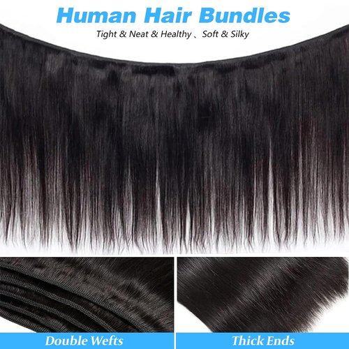 Straight Bundles Human Hair 20 22 24 Inch 100% Unprocessed Brazilian Virgin Hair Straight Weave Bundle Human Hair Bundles Real Natural Black Human Hair Extensions