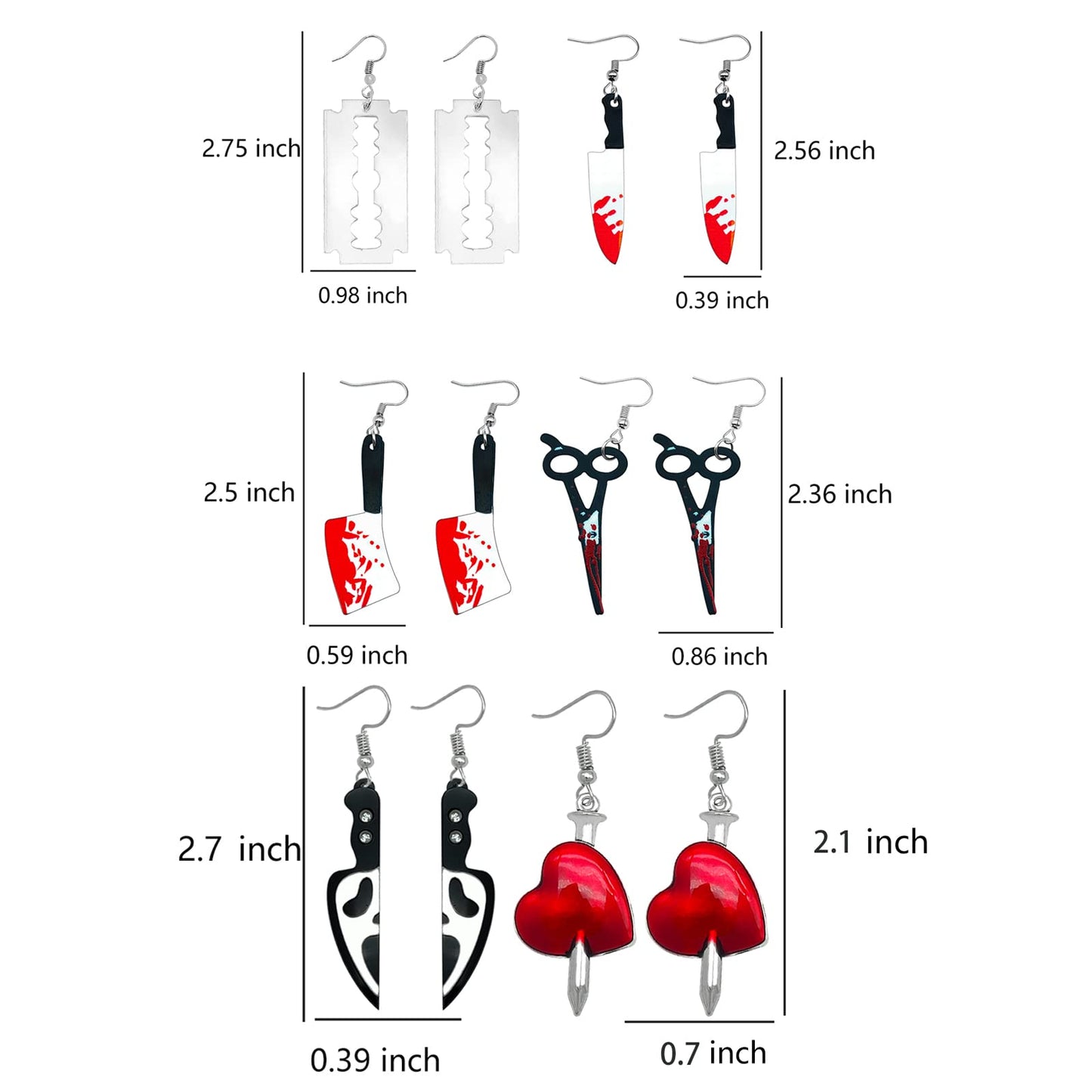 Knife Drop Dangle Earrings for Women Goth Acrylic Dagger Earrings Halloween Earring for Women Halloween Party Jewelry (C)