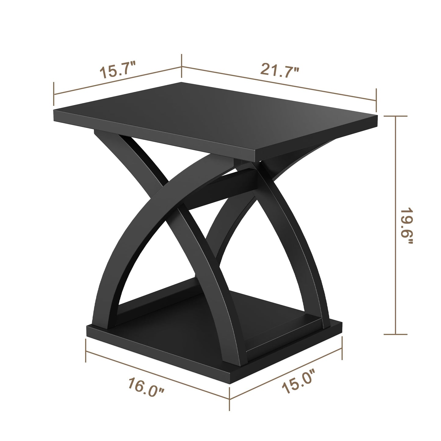 ChooChoo End Side Table Set of 2, Modern End Table with Storage Shelf, X-Design Side Table Living Room