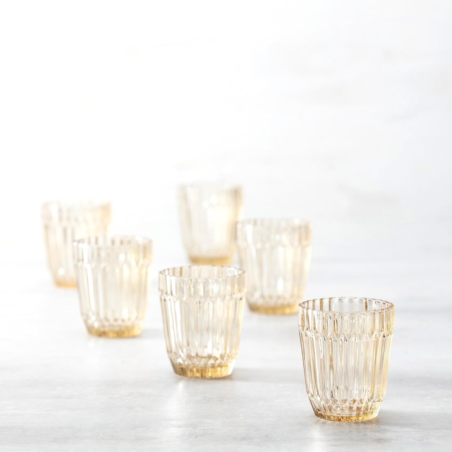 Fortessa Archie Glass Drinkware, Double Old Fashioned (Set of 6), 12.5 Ounce, Ginger Gold