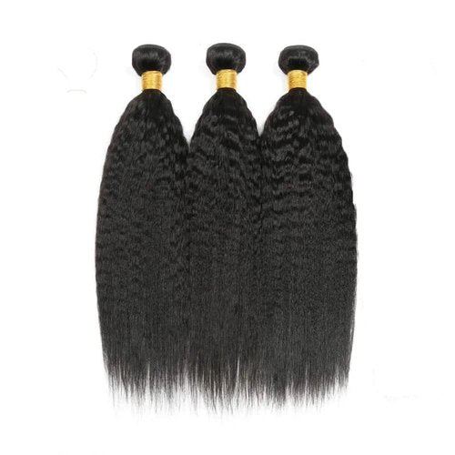 Habiliana Human Hair Bundles 16 18 20 Inch Natural Black Yaki Wave Bundles Human Hair 100% Unprocessed Soft Sewn In with Double Drown Weft for Black Women