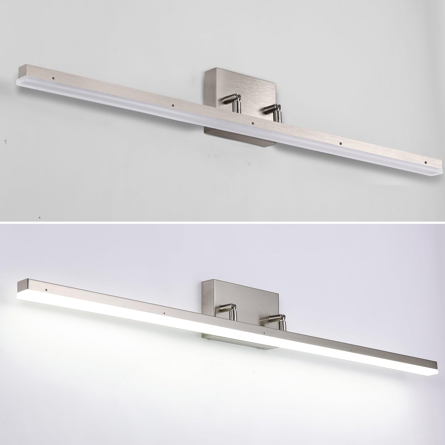 SOGOTING 48in Modern LED Brushed Nickel Vanity Light Bar, Adjustable Bathroom Light Fixtures Over Mirror, Dimmable 46W 3200LM 5000K Cool White