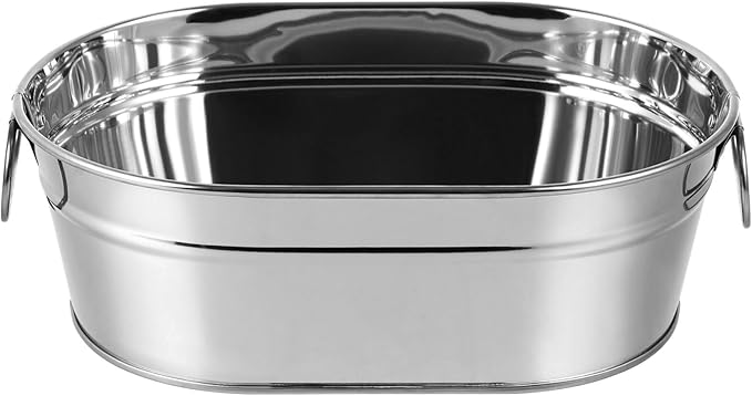 Alipis Galvanized Metal Ice Bucket Beverage Tubs Drink Tin Bins Drink Wine Beer Vintage Tin Cocktail Cooler Ice Container ...