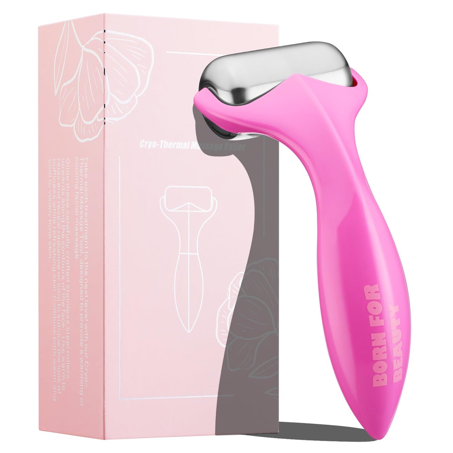 360 Rotating Ice Roller for Face-Stainless Steel Facial Massage Tool for Skin Tightening, Ice Face Roller -Wrinkle Reduction & D
