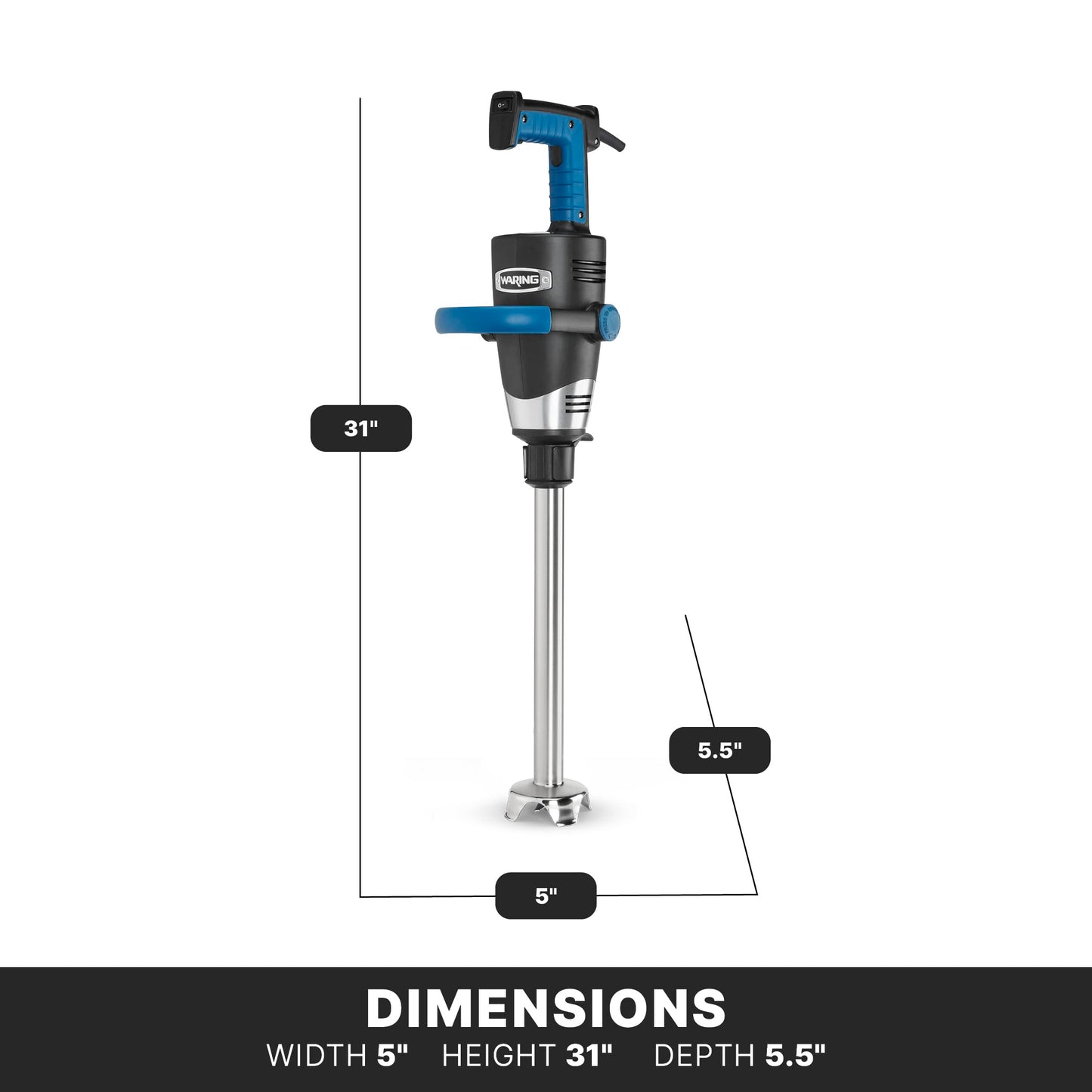 Waring EVOX 16" Big Stik Immersion Blender, 1.5 HP Variable Speed, 25-Gallon Capacity, for Sauces, Dressings, Marinades & Soups, WSB600X