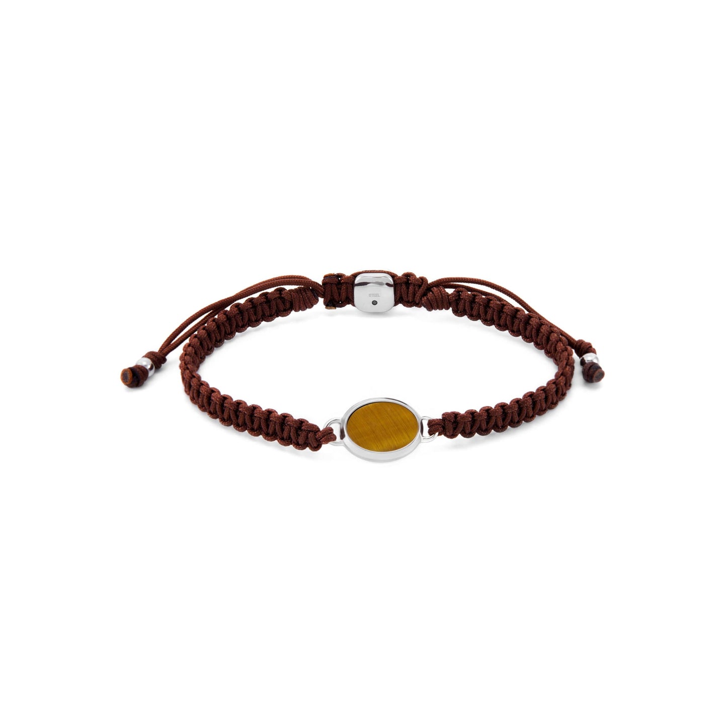Fossil Men's Stones Tiger's Eye Stainless Steel Station Bracelet