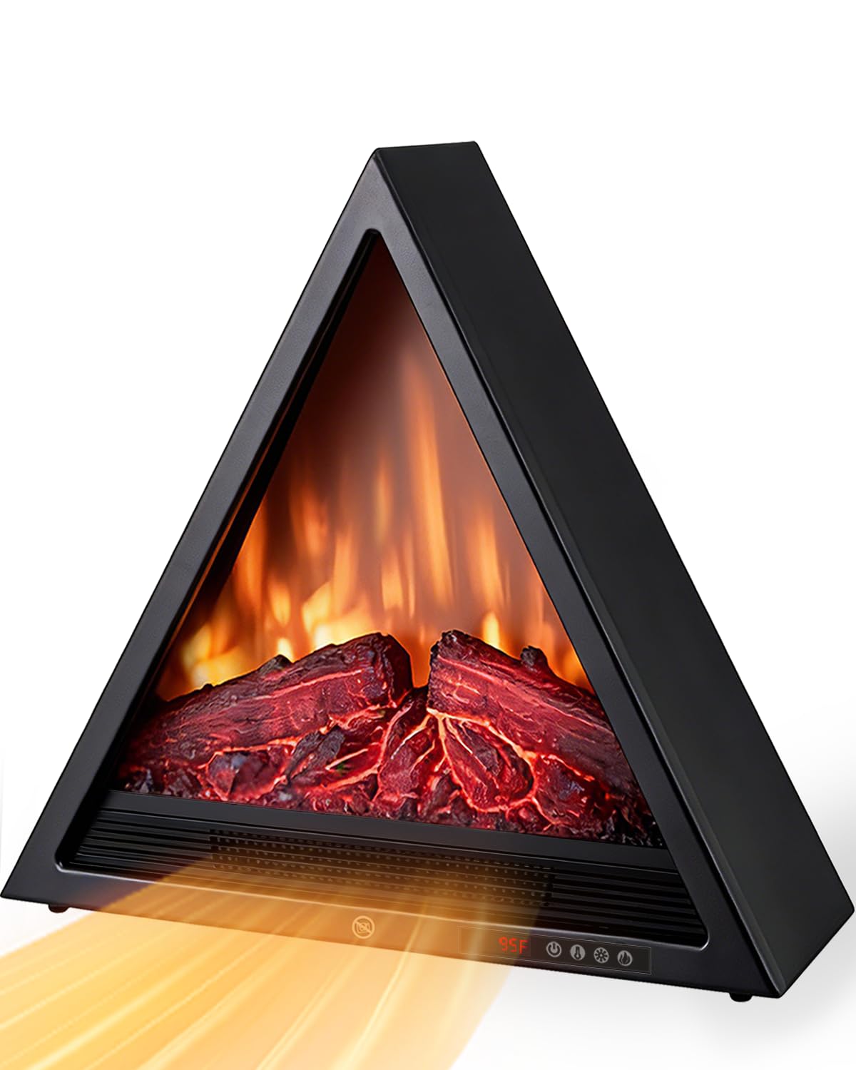AIRMATE 22in Electric Fireplace Heater, 1500W Triangular Electric Fireplace Insert Logs 24H Timer, Adjustable LED Light & Flame Colors Remote Overheat Protection Fire Places Fireplace