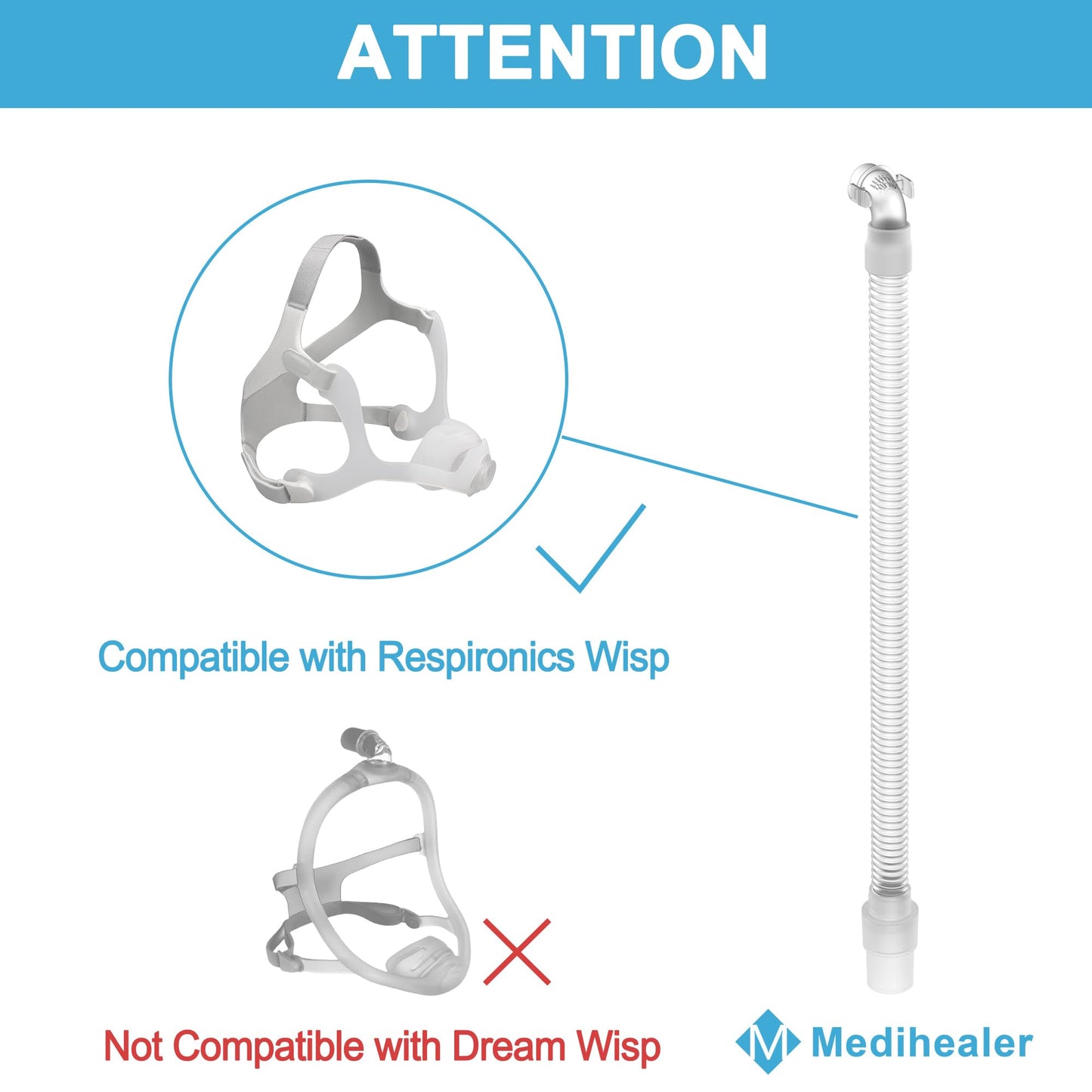 2 Packs Connecting Hose for Wisp, Quick-Release Elbow Swivel Tube Only Compatible with Wisp, Great-Value CPAP Supplies by Medihealer