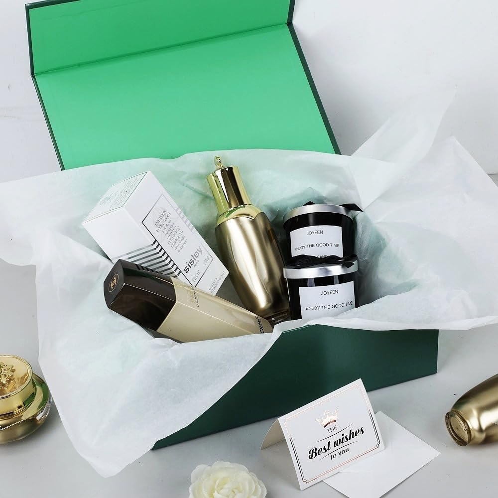 UoeRing 6 Pack Green Gift Box 9.5x6x3 inch Small Luxury Gift Box for Presents with Magnetic Lid Collapsible,Birthday,Christmas,Contains Card, Ribbon, Tissue Paper,Shredded Paper Fille