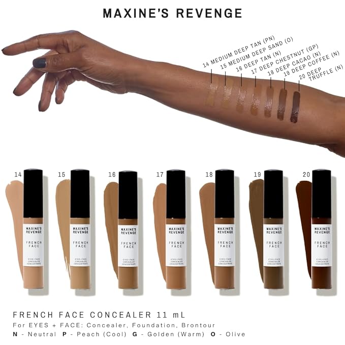 Maxine's Revenge FRENCH FACE CONCEALER | Hydrating & Blurring for Eyes + Face (Deep Chestnut)
