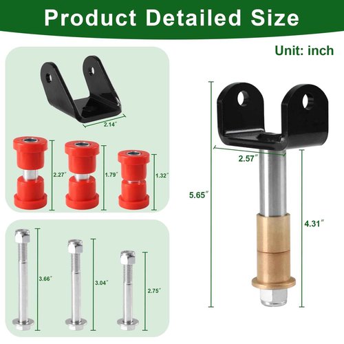 Cartalia Golf Cart Front and Rear End Repair Bushing Kits for 1993-Up Club Car DS, Deluxe Front & End Rebuild Kit with King Pin, Polyurethane Sleeves, Steel Plate Screws Replace OEM # 1016386 1015583