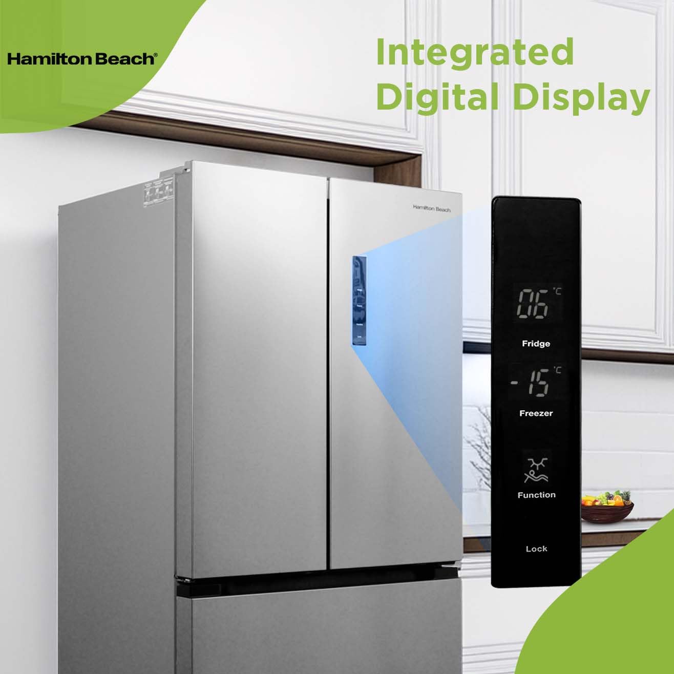 Hamilton Beach HBFR1504 Full Size Counter Depth Refrigerator with Two Freezer Drawers, 17.9 cu ft, Stainless