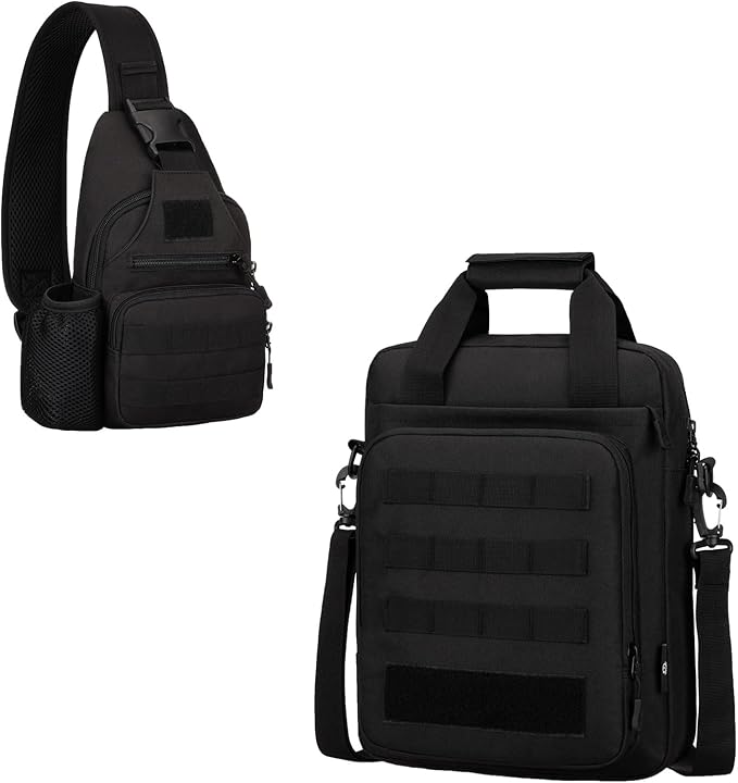 ZHIERNA Tactical Sling Crossbody Backpack + Tactical Briefcase Messenger Bag