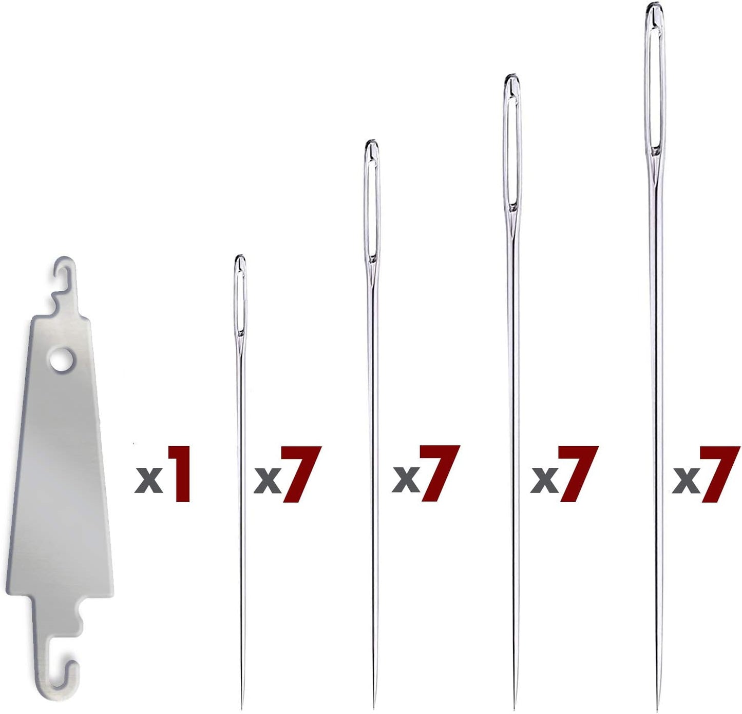 Large Eye Sharp Stitching Needles for Needlework 1.75-2.5 inches - 28 Embroidery Needles for Hand Sewing Variety Sizes in a Handy Storage Tube