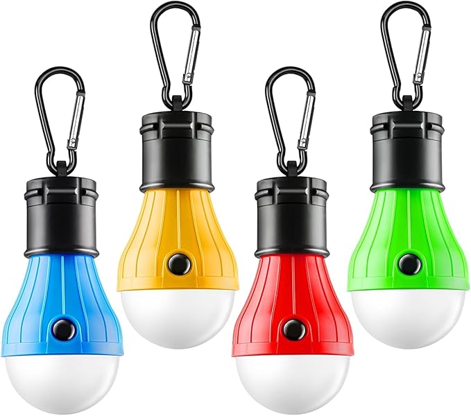 FLY2SKY Portable LED Tent Lamp, Clip Hook Hurricane Emergency Light Bulb, Camping Equipment Lanterns for Hiking, Backpacki...