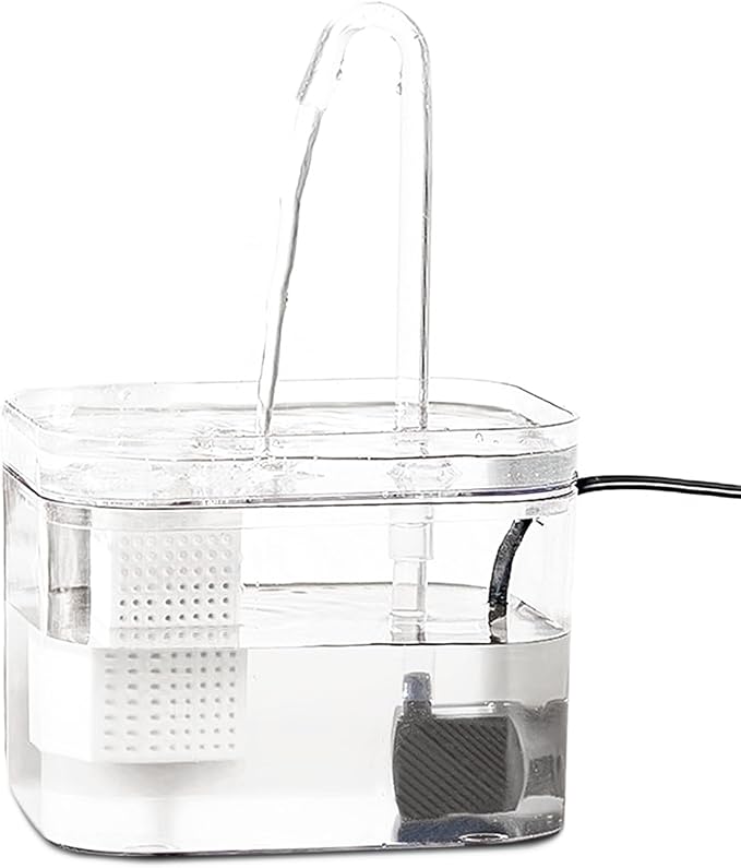 SunGrow Cat Water Fountain, Automatic Flowing Hydration Station with Filter & Silent USB Pump, Easy-to-Use Transparent Fee...