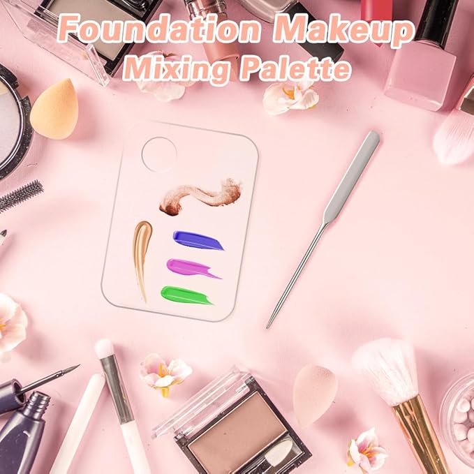 Acrylic Cosmetic Makeup Palette, Mixing Tray with Makeup Spatula&Leather Case, Professional Cosmetic Mixing Palette for Beauty Salon Mixing Eye Shadow/Lipsticks/Nail Art/Foundation