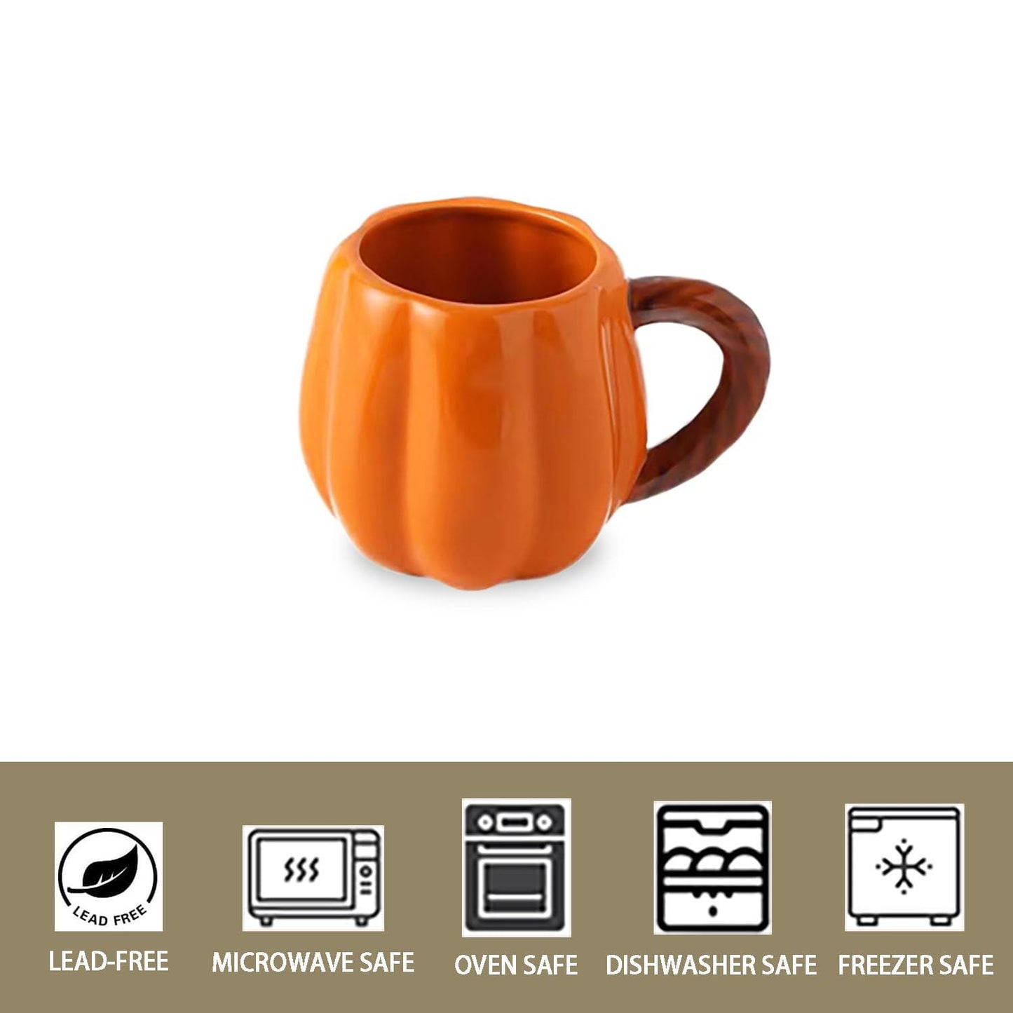 FYUEROPA 2 Pcs Ceramic Pumpkin Mug 13 Oz Coffee Mug Tea Cup, Holiday Decorations