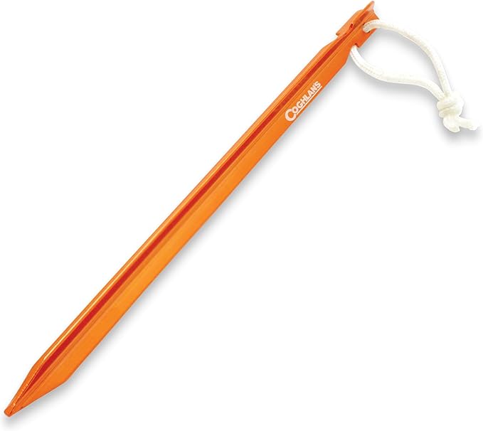 Coghlan's Ultralight Tent Stakes 9 Inch – 4 Pack - Lightweight Aluminum Pegs with Easy Pull Nylon Cord for Camping, Hikin...