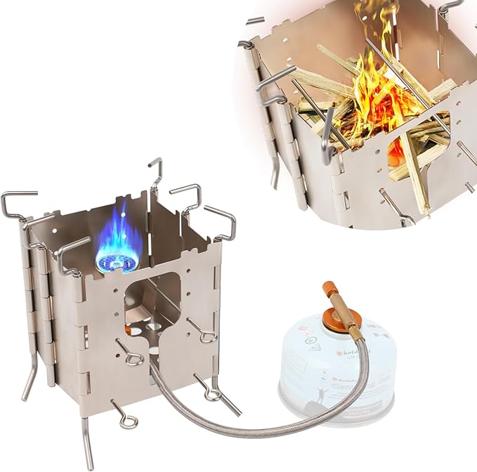 Hotdevil Camping Solo Stove Stainless ALL-Fuel Folding Backpacking Stove Single Burner Fire Pit Portable Butane Fuel Stove...