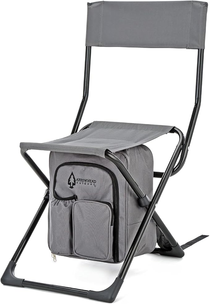 Arrowhead Outdoor Multi-Function 3-in-1 Compact Camp Chair: Backpack, Stool & Insulated Cooler, w/Bottle Holder & Storage ...