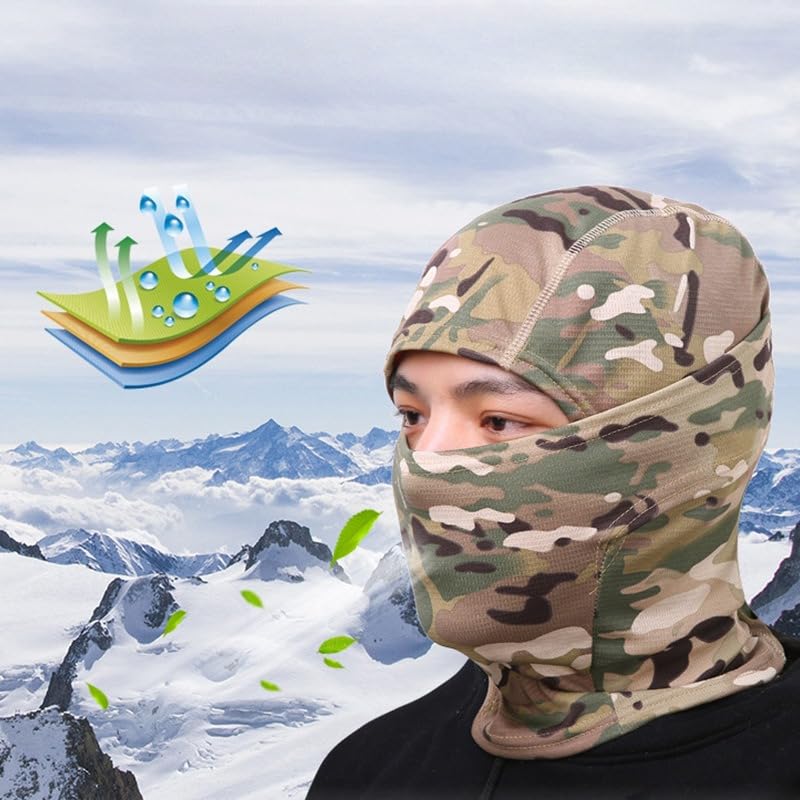 Camouflage Neck Gaiter Cycling Mask Ski Mask for Men Women Sunscreen Headgear Face Mesh for Outdoor Sports Hiking Biking