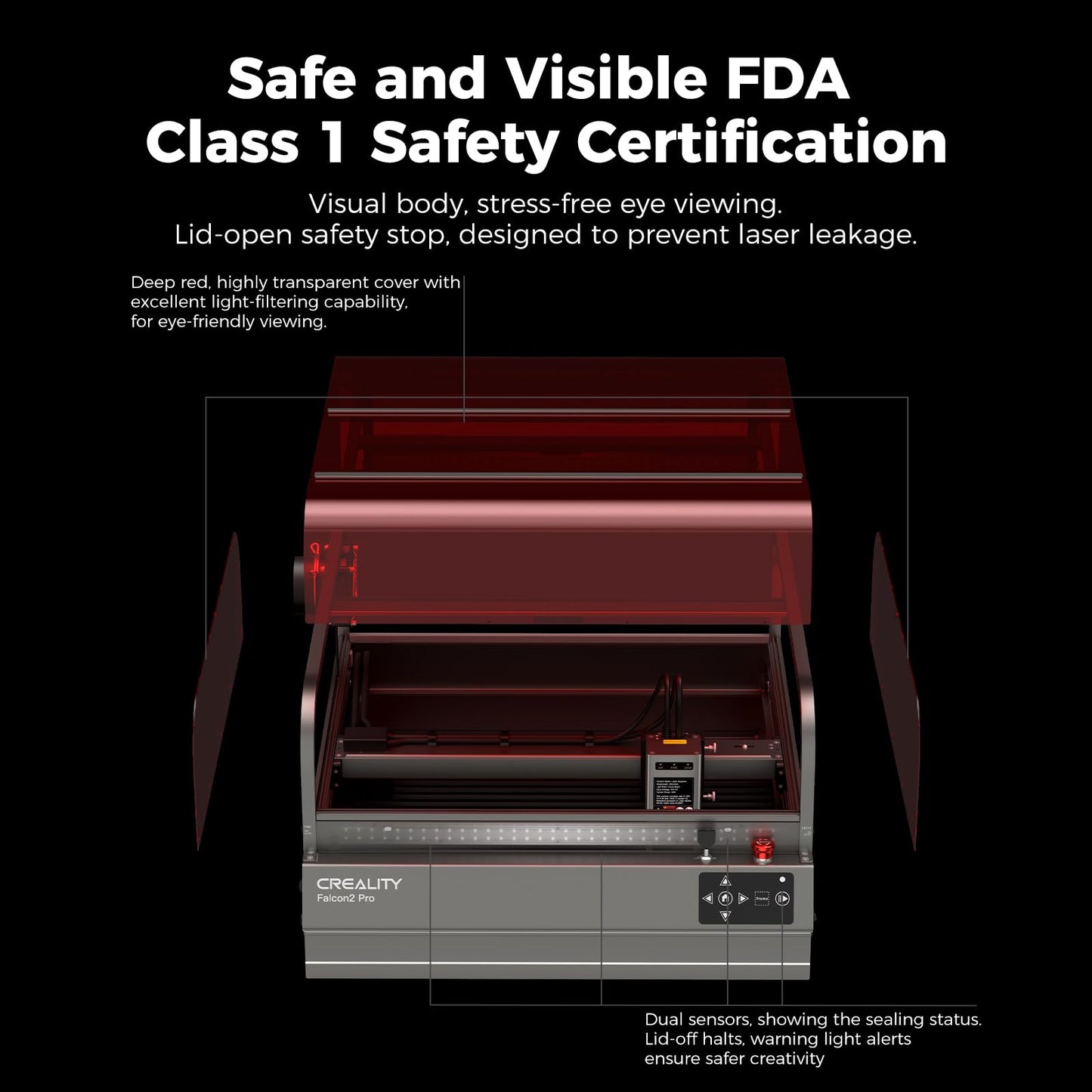 Creality Falcon2 Pro 40W Laser Engraver-Desktop Diode 240000mW Output with Integrated Enclosure, Camera&Air Assist for Batch Process, 600mm/s, Laser Cutter and Engraver Machine for Wood/Acrylic