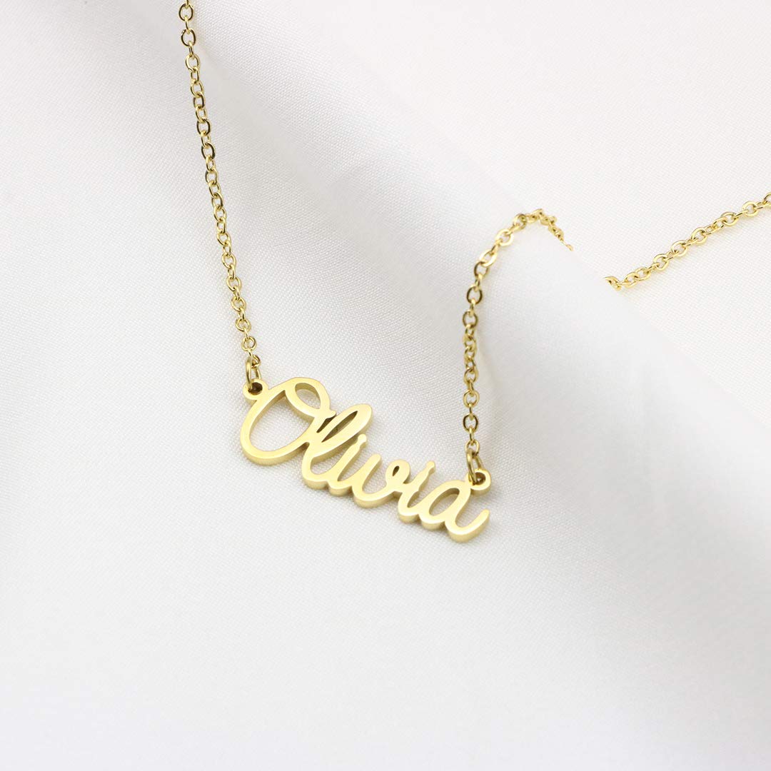 Awegift Women Jewelry Name Necklace Big Initial Gold Plated Best Friend Women Gift for Her Marisa