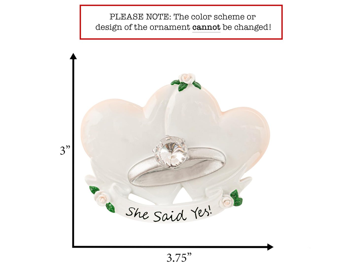 UniqXmas Personalized Our First Christmas Engaged Ornament 2025 | Customized Engagement Hearts Ornament with Diamond Ring | Just Proposed Fiance Newly Couple Custom Keepsake Gift for Xmas Tree